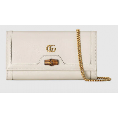 Gucci Diana kettingportemonnee met bamboe 658243 wit