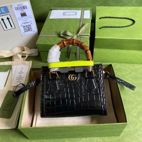 Gucci Diana mini draagtas krokodil 655661 zwart