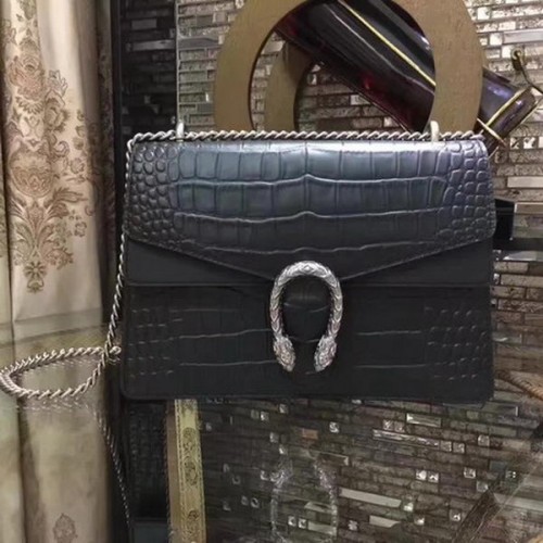 Gucci Dionysus Croco lederen schoudertas 400235 zwart