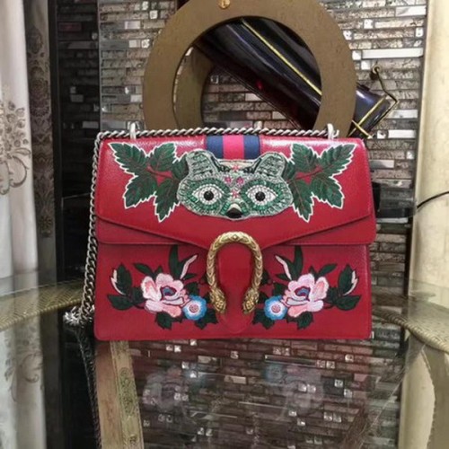 Gucci Dionysus geborduurde schoudertas 400235 rood