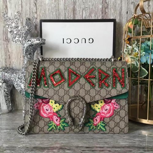 Gucci Dionysus geborduurde schoudertas 400249 groen suède
