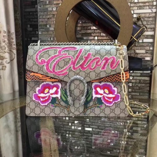 Gucci Dionysus geborduurde schoudertas 400249 oranje slang