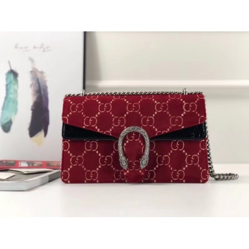 Gucci Dionysus GG fluwelen kleine schoudertas 400249 rood