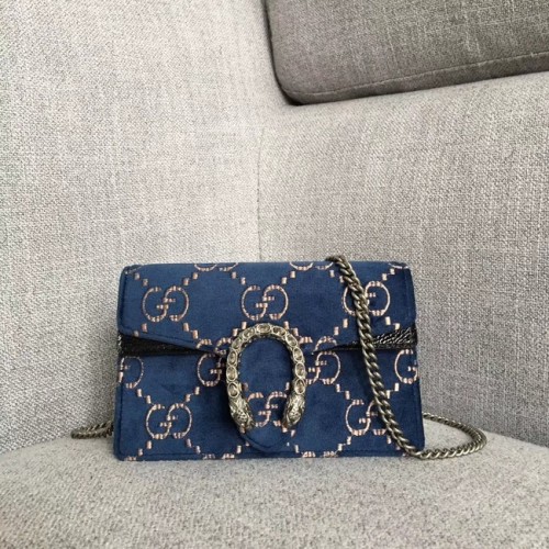 Gucci Dionysus GG fluwelen super mini tas 476432 blauw
