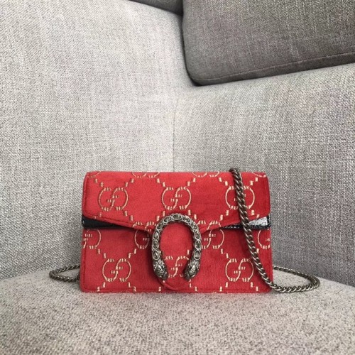 Gucci Dionysus GG fluwelen super mini tas 476432 rood