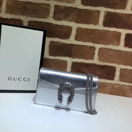 Gucci Dionysus lederen super mini-tas 476432 zilver
