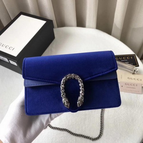 Gucci Dionysus fluwelen super mini-tas 476432 blauw