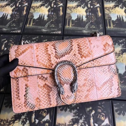 Gucci Dionysus kleine schoudertas van slangenleer 400249 roze