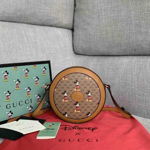 Gucci Disney x Mickey Mouse kleine schoudertas 603938 bruin