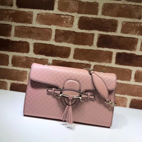 Gucci GG leren schoudertas 449635 roze