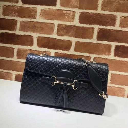 Gucci GG leren schoudertas 449635 zwart