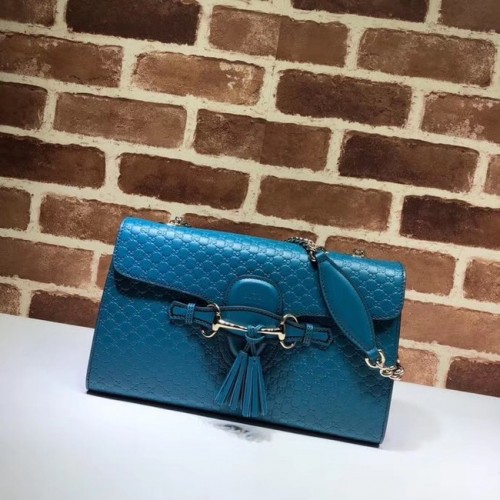 Gucci GG leren schoudertas 449635 blauw