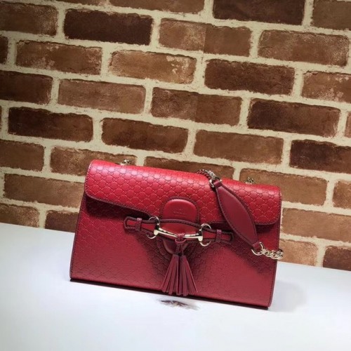 Gucci GG leren schoudertas 449635 rood