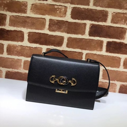 Gucci GG lederen schoudertas 576388 zwart