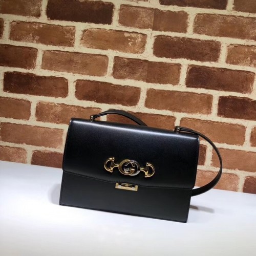 Gucci GG Leren Schoudertas A576388 Zwart