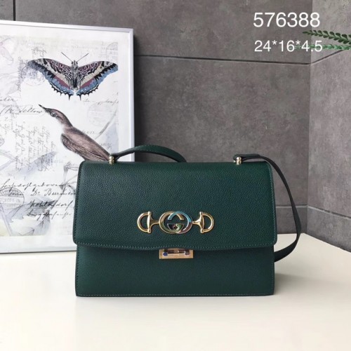 Gucci GG Leren Schoudertas A576388 groen