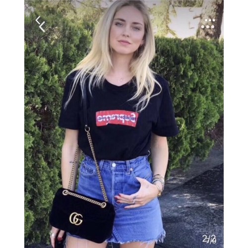 Gucci GG Marmont Chevron fluwelen schoudertas 443497 zwart