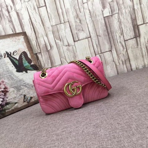 Gucci GG Marmont geborduurde fluwelen minitas 446744T roze