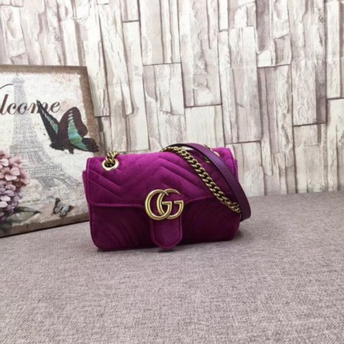 Gucci GG Marmont geborduurde fluwelen minitas 446744T paars
