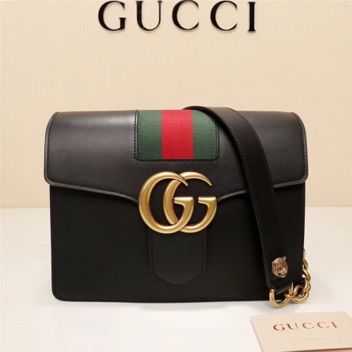 Gucci GG Marmont lederen schoudertas 476468 zwart