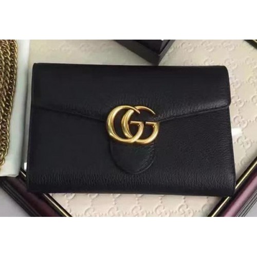 Gucci GG Marmont leren mini kettingtas 401232 zwart