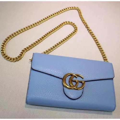 Gucci GG Marmont leren mini kettingtas 401232 blauw