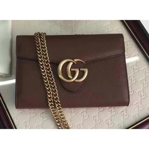 Gucci GG Marmont leren mini kettingtas 401232 bruin