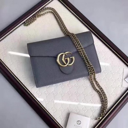 Gucci GG Marmont leren mini kettingtas 401232 grijs