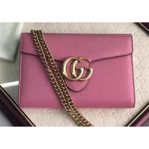 Gucci GG Marmont leren mini kettingtas 401232 roze