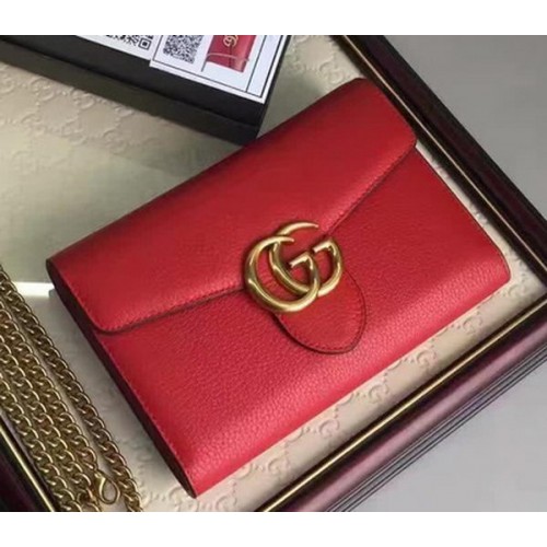 Gucci GG Marmont leren mini kettingtas 401232 rood