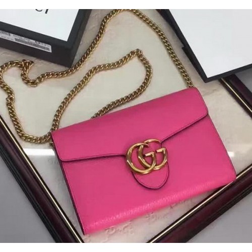 Gucci GG Marmont leren mini kettingtas 401232 roze