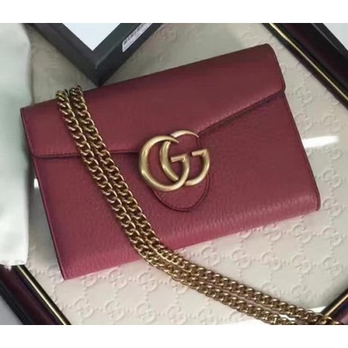 Gucci GG Marmont leren mini kettingtas 401232 wijnrood
