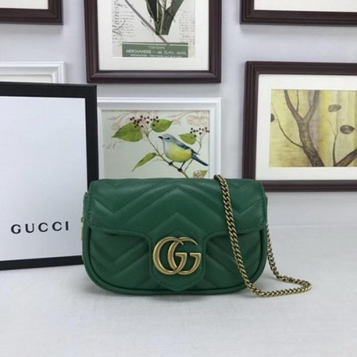 Gucci GG Marmont Matelasse lederen super mini tas 476433 groen