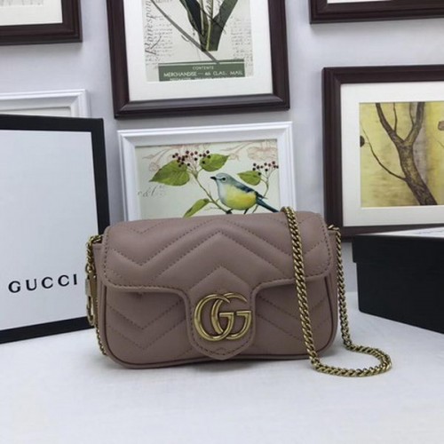 Gucci GG Marmont Matelasse lederen super mini tas 476433 roze
