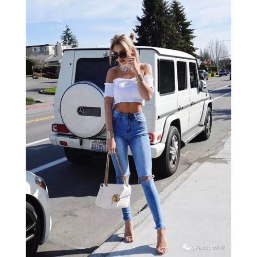 Gucci GG Marmont Matelasse schoudertas 443496 gebroken wit