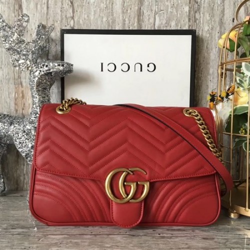Gucci GG Marmont Matelasse schoudertas 443496 rood