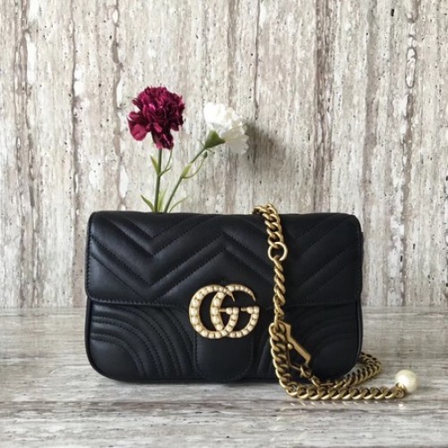 Gucci GG Marmont Matelasse schoudertas 443497 zwart