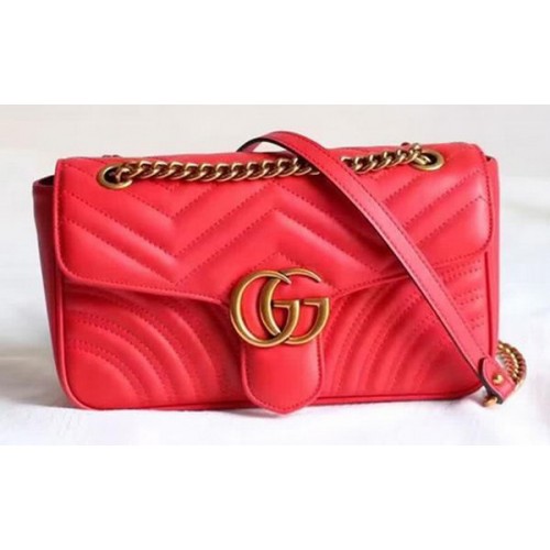 Gucci GG Marmont Matelasse schoudertas 443497 rood