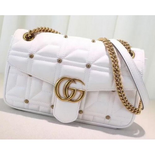 Gucci GG Marmont Matelasse schoudertas 443497 wit
