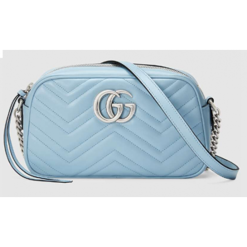 Gucci GG Marmont Matelasse Schoudertas 447632 Pastelblauw