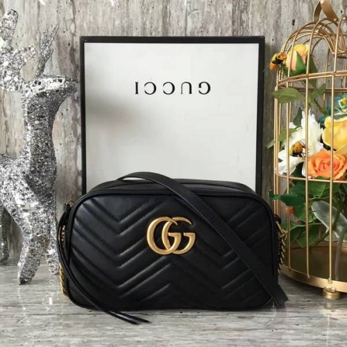 Gucci GG Marmont Matelasse schoudertas 447632A zwart