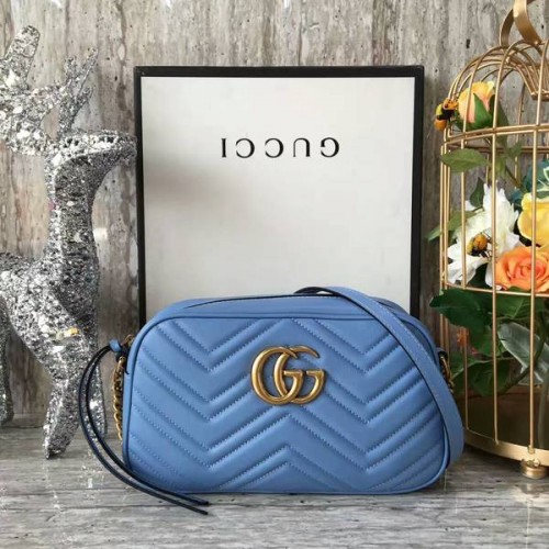Gucci GG Marmont Matelasse schoudertas 447632A blauw