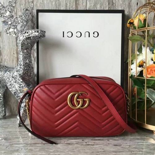 Gucci GG Marmont Matelasse schoudertas 447632A rood