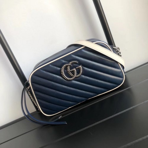 Gucci GG Marmont Matelasse schoudertas A447632 marineblauw