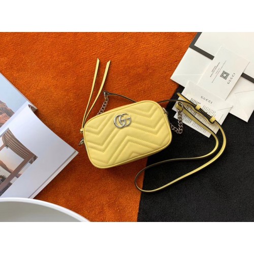 Gucci GG Marmont Matelasse samll schoudertas 447632 geel