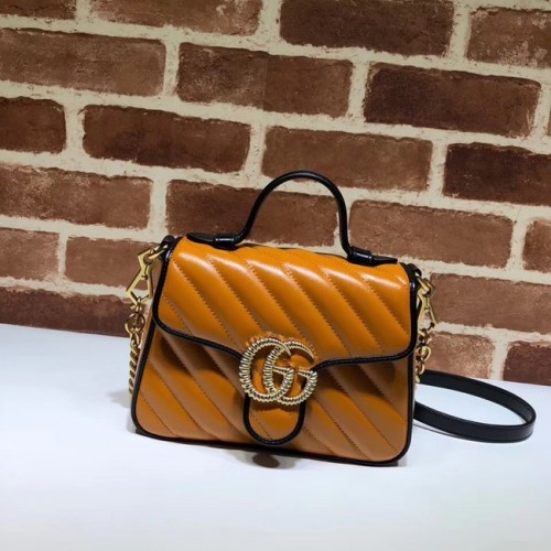 Gucci GG Marmont mini-tas met handvat aan de bovenkant 583571 cognac
