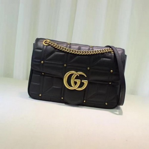Gucci GG Marmont Mmatelasse schoudertas 443496 zwart