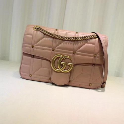 Gucci GG Marmont Mmatelasse schoudertas 443496 roze