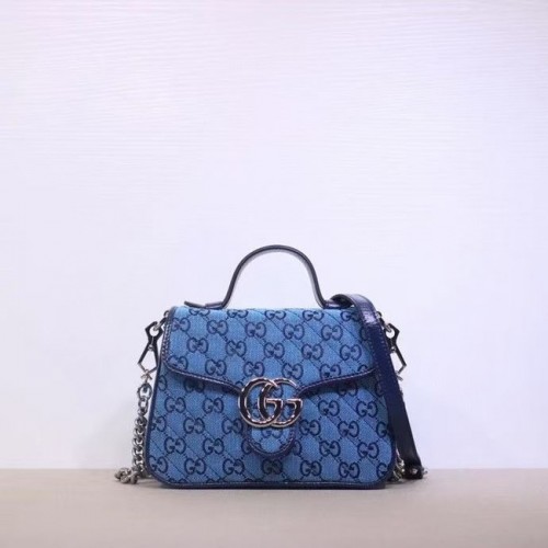 Gucci GG Marmont Multicolor mini-tas met handvat aan de bovenkant 583571 blauw
