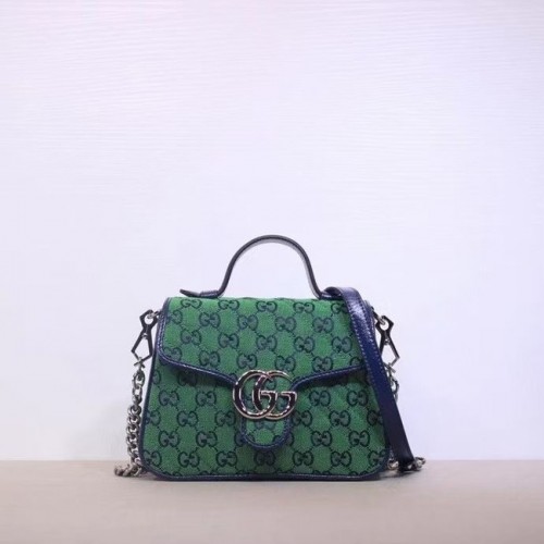 Gucci GG Marmont Multicolor mini-tas met handvat aan de bovenkant 583571 groen